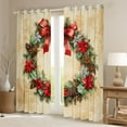thumbnail image 2 of Homewish Christmas Wreath Teens Curtains Pack of 2 (42x84 Each), Xmas Flower Botanical Curtains Blackout, Happy New Year Bedroom Curtains, Curtains and Drapes Decor, 2 of 6