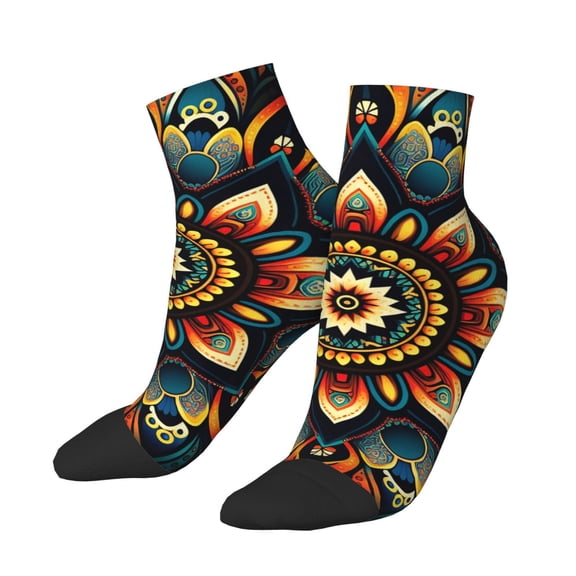 Low Cut Unisex Novelty Crew Socks Casual Ankle Socks for Men Women, Ethnic Mandala Bohemianflower