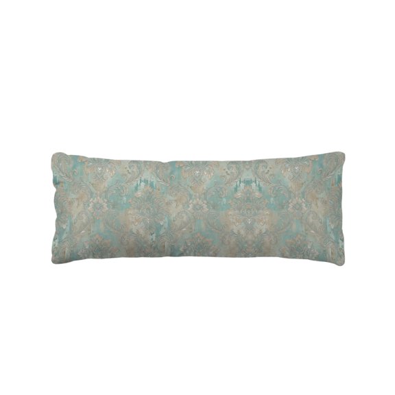 Teal Green Flower Body Pillow Cover 20 x 60 Inch Decorative Pillow Cover Abstract Floral Leaf Boho Vintage Lumbar Pillowcase Seasonal Rectangle Cushion Case for Couch Sofa Bed Living Room