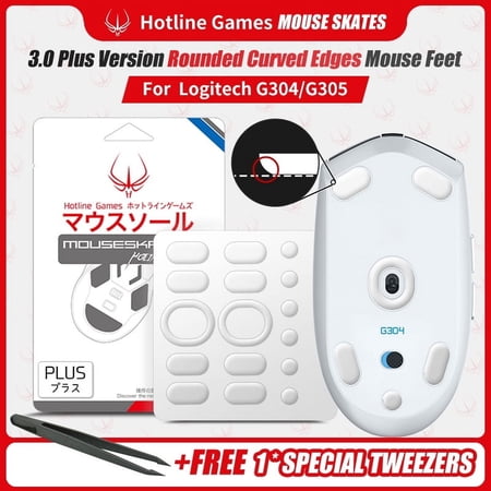 HOTLINE GAMES 3.0 PLUS Mouse Feet Skates For Logitech G304 / G305 Wireless Gaming Mouse, 2Sets