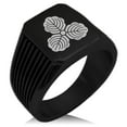 thumbnail image 1 of Stainless Steel Kasai Samurai Crest Needle Stripe Pattern Biker Style Polished Ring, 1 of 1