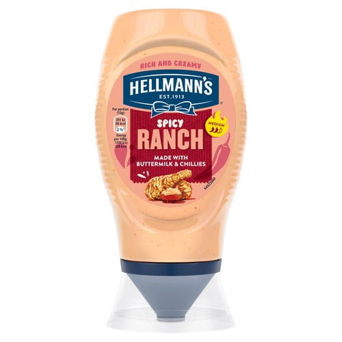 Hellmann's Spicy Ranch Mayo Squeezy 250ml, British Import (Pack of 2)