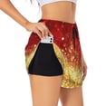 thumbnail image 2 of Bixox Women's Red Gold Glitter pattern 2 in 1 Running Shorts - Lightweight Athletic Workout Gym Yoga Shorts Liner with Pockets - X-Large, 2 of 7