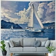 thumbnail image 4 of Orinice Sailboat Ocean Mountains Tapestry Wall Hanging Unique Style Graphic Tapestries Home Wall Decor Art Living Room Bedroom Apartment Farmhouse Dorm 60x50inch, 4 of 6