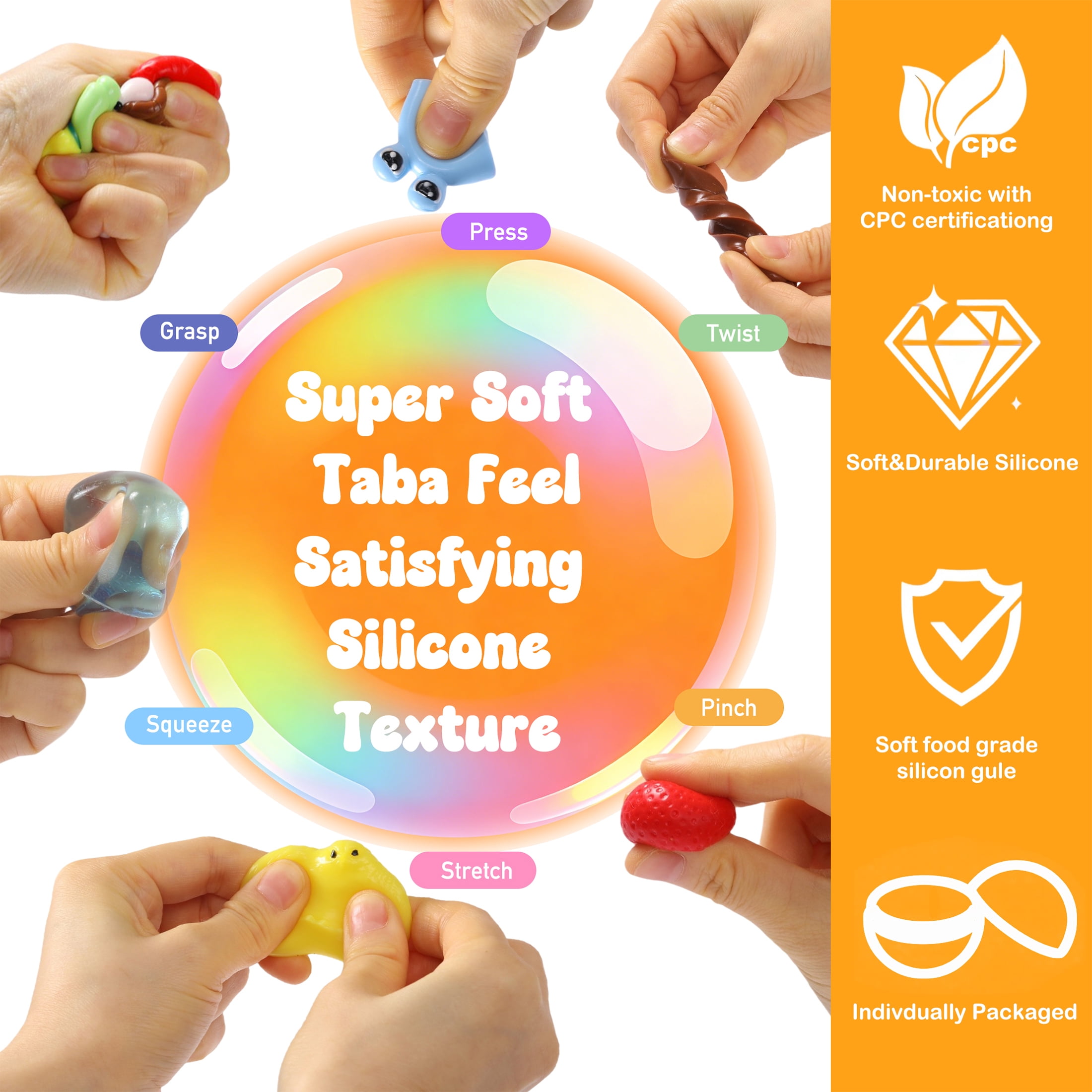 FUFU SQUISHY Taba Squishy Capsule Machine Toy, 30PCS Squishy Set for Kids, Sensory Fidget Toys, Party Favors, Classroom Prizes