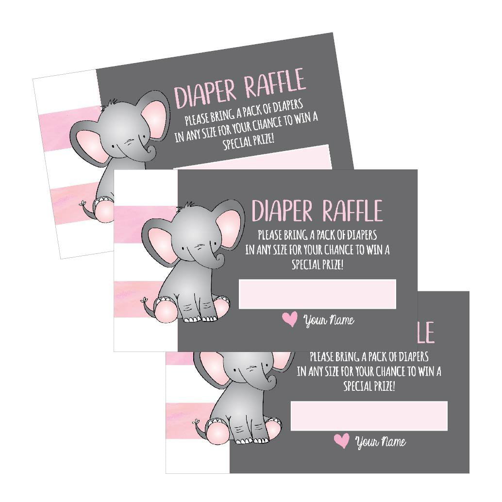 Diaper Raffle Tickets for Baby Shower Pink Handlettered Chalkboard Girl Baby Shower Game 25 Pack 