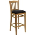 thumbnail image 2 of Flash Furniture HERCULES Series Vertical Slat Back Natural Wood Restaurant Barstool - Black Vinyl Seat, 2 of 7
