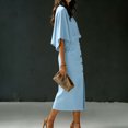 thumbnail image 6 of RFQWOVSR Women's Solid Color Elegant Round Neck Short Sleeve Top Midi Skirt 2 Piece Set Casual Office Summer Dress Outfit S, 6 of 6