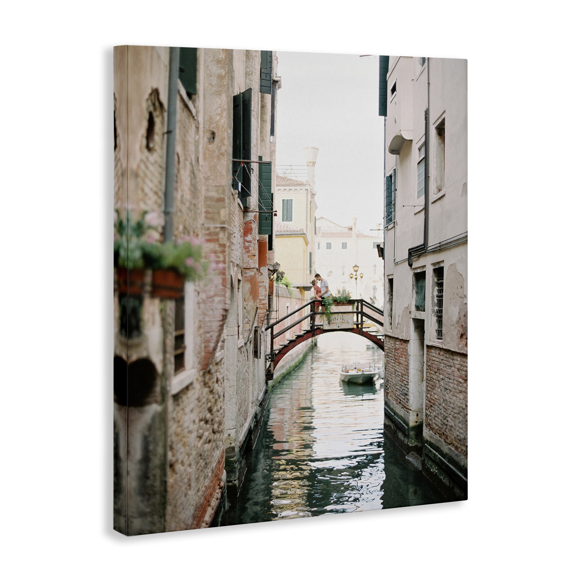 Stupell Industries Couple on Canal Bridge Town & City Photography Gallery Wrapped Canvas Art Print Wall Art, 36 x 48