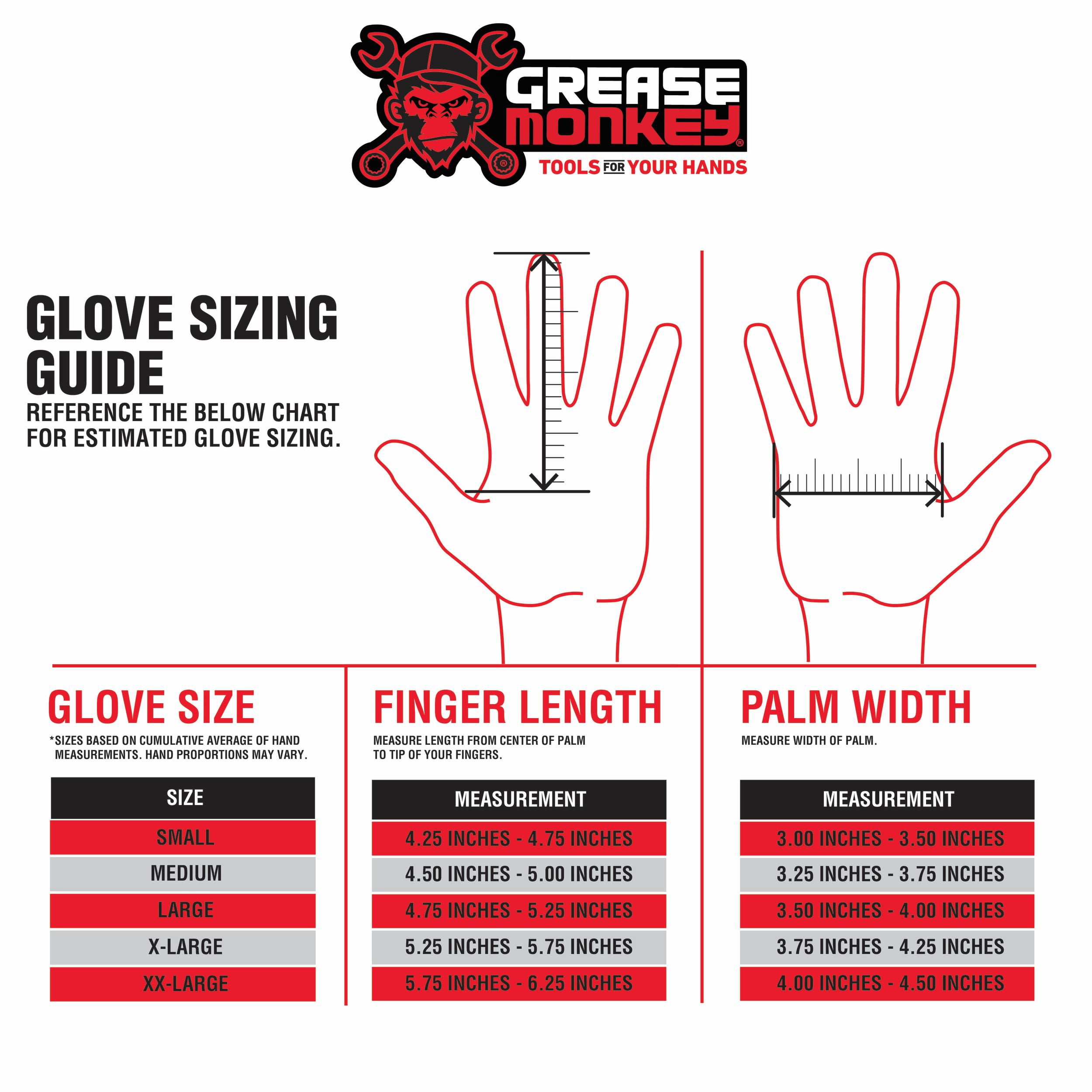 Grease Monkey Nitrile Coated Work Gloves, Red, Men's Large, 8 Pair