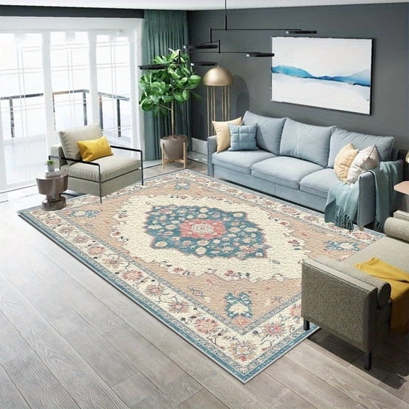 1PC Oriental Style Area Rug Local Carpet, Lightweight Washable Easy-to-Tidy Carpet Mat Festival Gift, Suitable for Living Room, Bedroom, Dining Room, Office, Balcony, Room Accessories