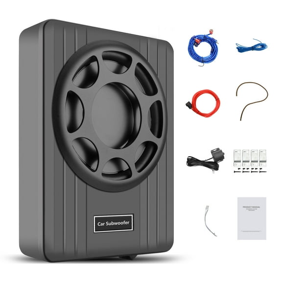 AWESAFE 10 Inch 1200W Car Subwoofer Slim Under Seat Powered High/Low Level Input Built-in Amplifier for Cars & Trucks