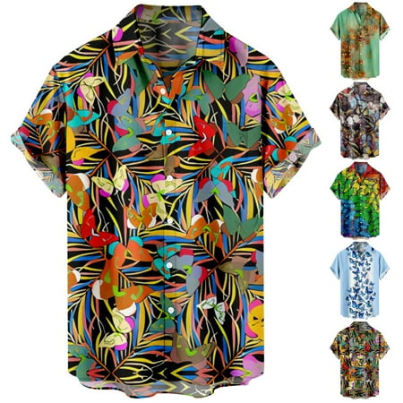 

Youth Casual Button Down Short Sleeve Tee Shirts with Chest Pocket Relaxed-Fit Clothing Apparel Plus Size Men