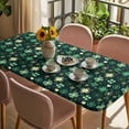 thumbnail image 3 of St. Patrick's Day Table Cloths for 4 Foot Rectangle Tables, Dark Green Lucky Shamrock Leaves Spring Patio Waterproof Elastic Fitted Tablecloths, Washable Rectangular Table Cover for Camping, 3 of 8