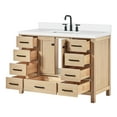 thumbnail image 3 of ARIEL 49" Bathroom Vanity with 1.5" Edge Pure White Quartz Countertop & Backsplash, Center Rectangular Sink, 2 Soft Closing Doors, 9 Full Extension Dovetail Drawers, Brushed Nickel - Oak, 3 of 8
