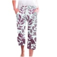 thumbnail image 1 of Pantalones Casuales de Mujer de Impresión Floral Cintura Elástica Suelta, Pantalones de Pierna Ancha Recta con Bolsillos, 1 of 8