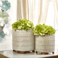 thumbnail image 2 of Sagebrook Home Set Of 2 Ceramic Tribal Look 6/8" Planters, Ivory, Round, Ceramic, Contemporary, 8"H, Tribal, 2 of 7