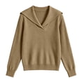 thumbnail image 7 of hoksml Women's Sailor Collar Ribbed Knit Sweater, Long Sleeve Slim Casual Pullover, 7 of 7