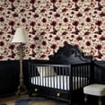 thumbnail image 4 of Peel and Stick Wallpaper Burgundy Beige Floral Butterflies Vintage Watercolor Wall Mural 17.7in x 9.8ft Self Adhesive Removable Wall Paper Renter Friendly Wallpaper for Nursery Bedroom Cabinets, 4 of 8