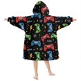 thumbnail image 2 of Game Controller Black Pattern Lamb Fleece Blanket Hoodies for Teens ,Teens Oversize Sherpa Wearable Hooded Blanket Sweatshirt with Super Pockets, 2 of 5