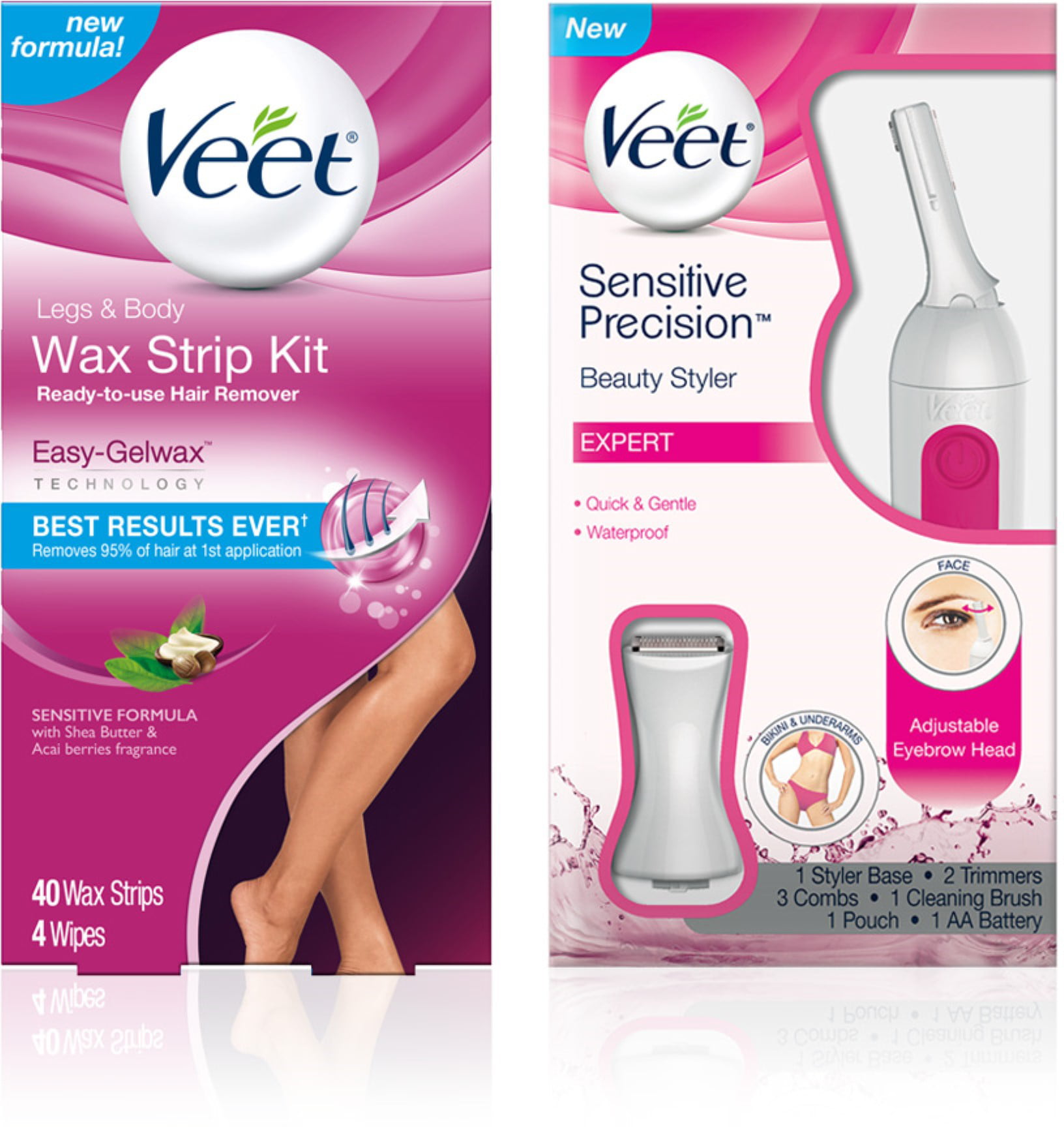 Buy VEET Hair Remover Kit With Leg & Body Cold Wax Strips 40cnt And  Sensitive Precision Trimmer for Eyebrows, Facial Hair Online at Lowest Price  in Bahrain. 882076499