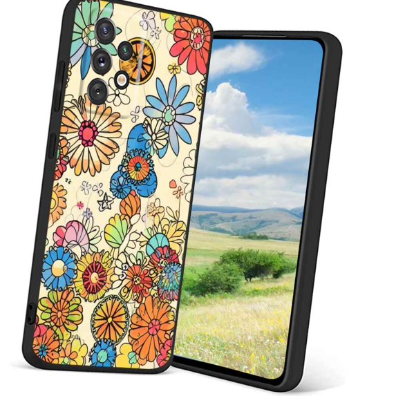 Compatible with Samsung Galaxy A32 5G Phone Case, Retro-s-Groovy-Floral-Rainbow-Hippie19 Case Men Women, Flexible Silicone Shockproof Case for Samsung Galaxy A32 5G