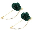 thumbnail image 1 of Uxcell 2Pcs Pin de Broche de Solapa de Flor con Hoja de Oro, Cadena de Borlas de Satén Colgante, Ramos Hechos a Mano para el Cuello del Traje, Boda, Fiesta, Verde Oscuro, 1 of 5