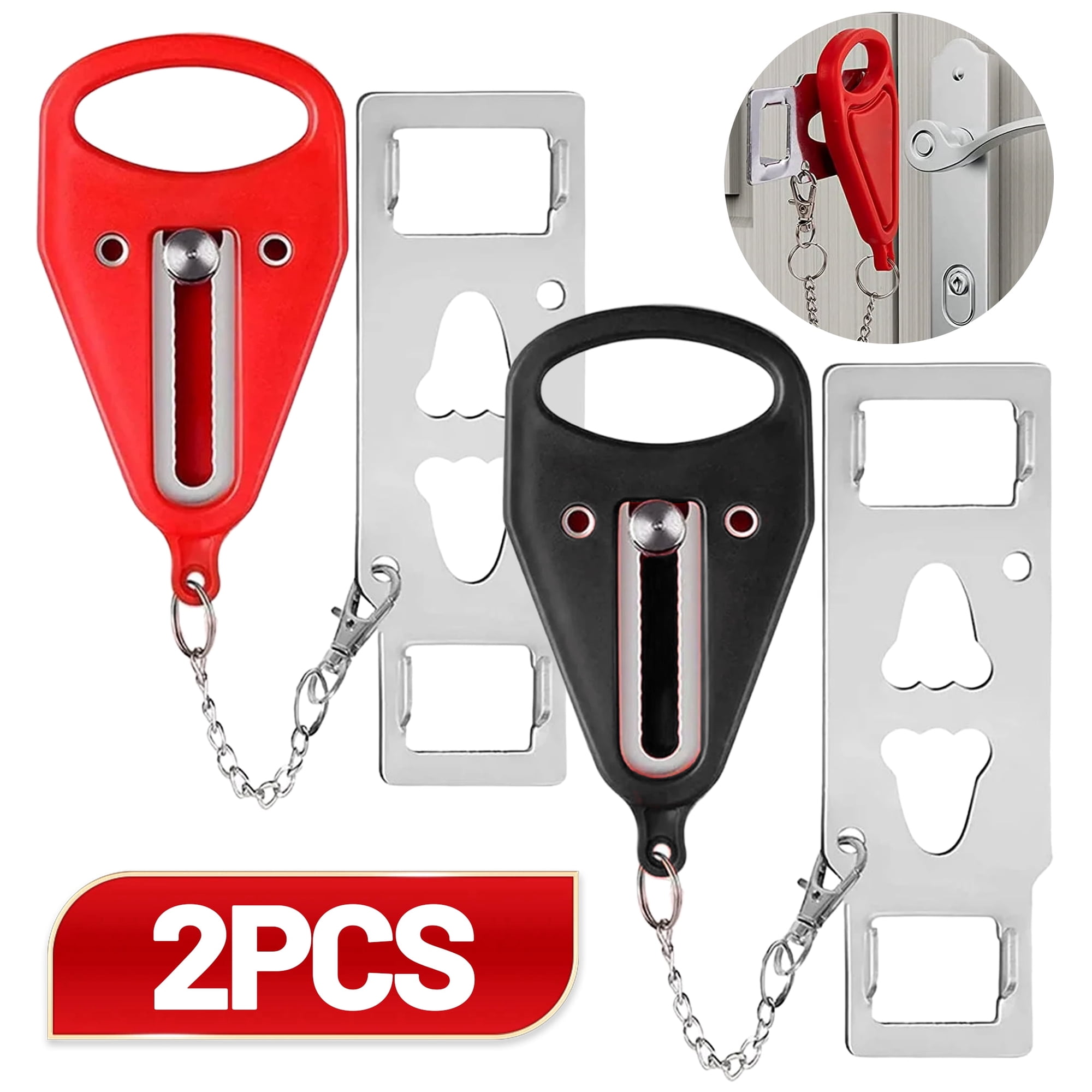 2 Pack Portable Door Stop Alarm, Loud Security Alarm Device for Home, Hotel and Travel Use