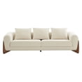thumbnail image 2 of 100" Cream Long Fabric and Walnut Wood Sofa, 2 of 3