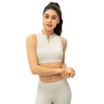 thumbnail image 2 of Baozhu Womens Half Zipper/Lapel V Neck Sleeveless Workout Top Racerback Yoga Short Tank Tops Casual Fitness Vest Athletic Shirt Slim Fit Crop Tops, 2 of 8