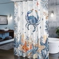 thumbnail image 6 of Oceans Marine Life Shower Curtain, Coastal Orange Blue Crabs Starfish Corals Waterproof Shower Curtain Set with 12 Hooks Lightweight Bath Curtains Fabric Bathroom Decor 72x84 Inches, 6 of 9