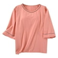 thumbnail image 2 of Fiudx Ofertas y Liquidaciones Top/Camisa de Manga Corta con Cuello En V y Cuello En V de Color Sólido para Mujer, 2 of 5