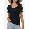 thumbnail image 3 of Tops for Women Summer Casual Ruffle Trim Sleeve Square Neck T Shirts, 3 of 6