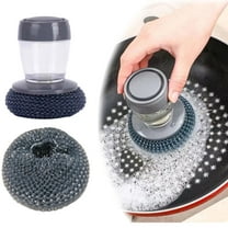 GXXGREAT Multifunctional Pressing Cleaning Brush Kitchen Scrubber With Soap Dispenser Brush Soap Dispensing Brush Replaceable Dish Scrubber Pad For Dishes Pots Pans Grills