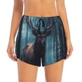 thumbnail image 4 of Lsque Mystical Forest Elk Printed Women's Running Shorts with Liner Pockets,Elastic Quick Dry Workout Athletic Gym Yoga Shorts,Womens High Waist Shorts-Large, 4 of 9