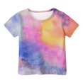thumbnail image 4 of Girl T-Shirts Size 7-8 Short Sleeve Cute Tie Dye Print Back School Shirts Comfortable Cotton Tops Kids Clothes,D-Light Pink,150(10-11 Years), 4 of 4