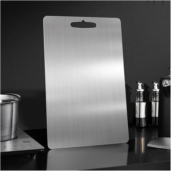 Stainless Steel Cutting Board 14x10 Inch – 304 Food Grade Metal Chopping Board, Double-Sided Non-Porous Surface, Dishwasher Safe, Juice Grooves, Kitchen Meat & Vegetable Prep Board, Silver