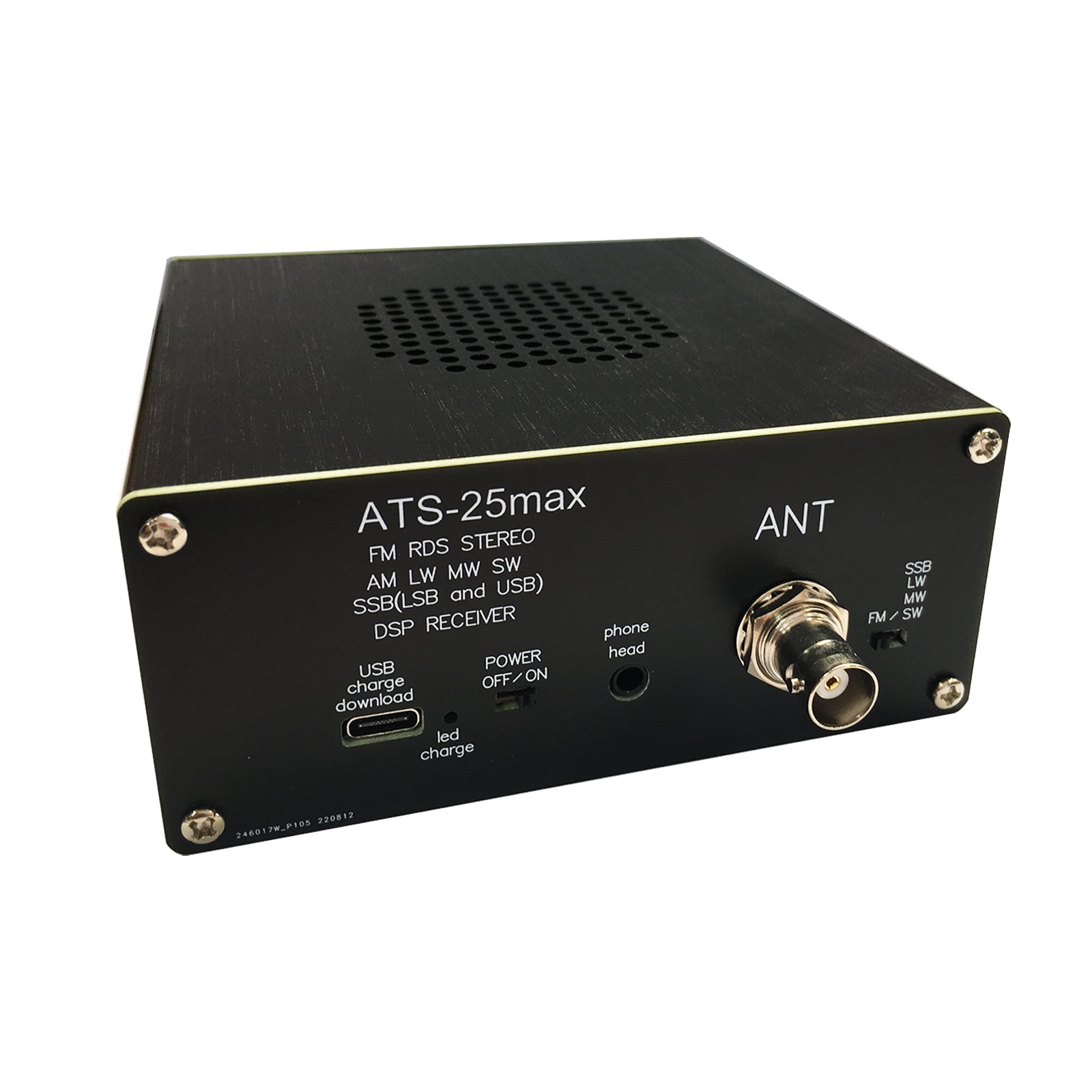 Upgraded ATS25 MAX SI4732 Receiver Portable Full Multi Bands Shortwave Radio with 2.4'' Color Touch Screen FM AM SSB LW Screen Aluminum Alloy Shell Rechargeable Battery High Quality Speaker