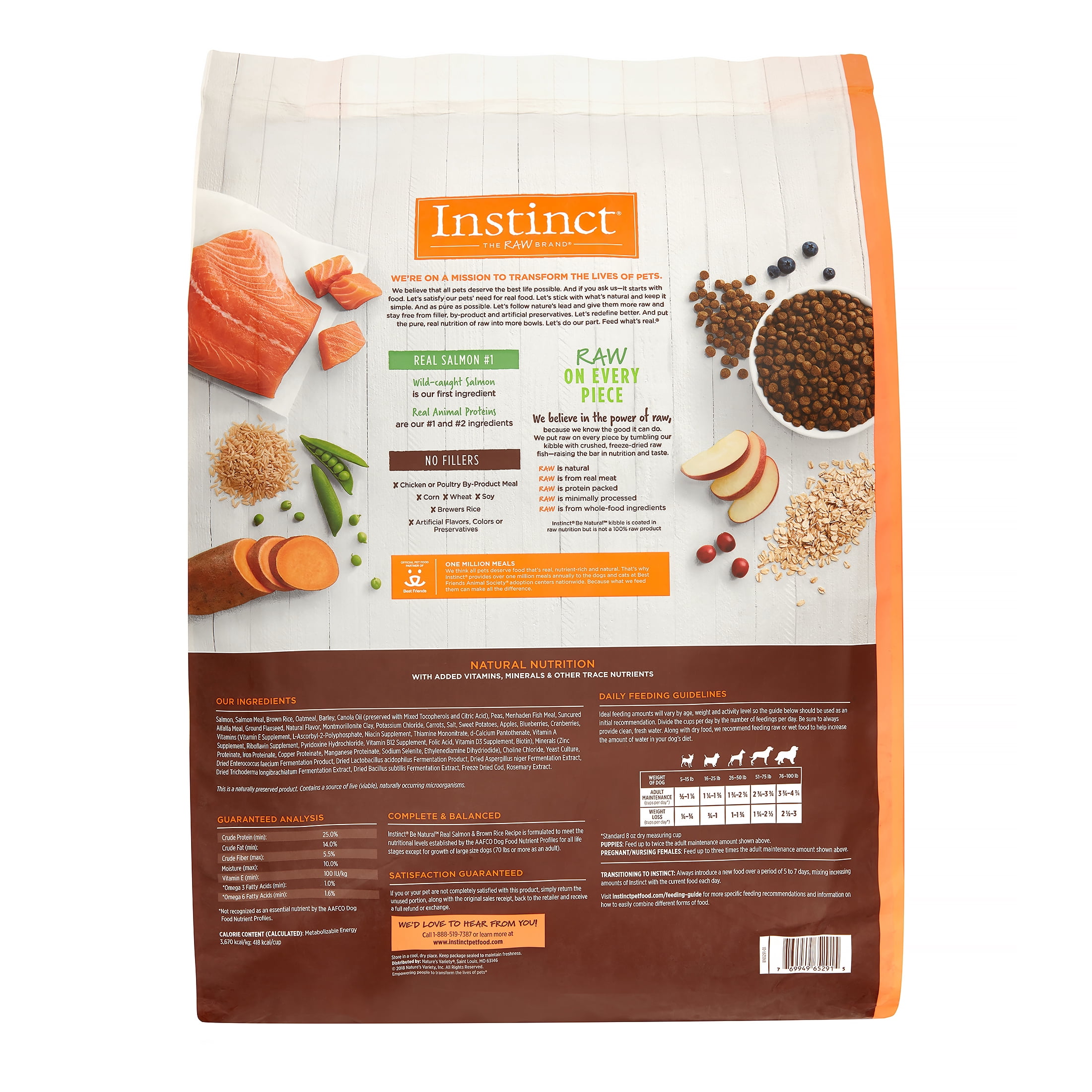 Instinct Be Natural Real Salmon & Brown Rice Recipe Natural Dry Dog Food by Nature's Variety, 24 lb. Bag