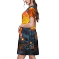 thumbnail image 2 of Disketp Glowing Mushroom In Forest para Vestido de Manga Corta para Mujeres, Vestidos de Verano para Mujeres, Casual y Holgado para la Playa, 2 of 6
