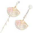 thumbnail image 3 of 1 par de pendientes en forma de abanico Pearas Pendientes largos Joyas para mujeres creativas, 3 of 4
