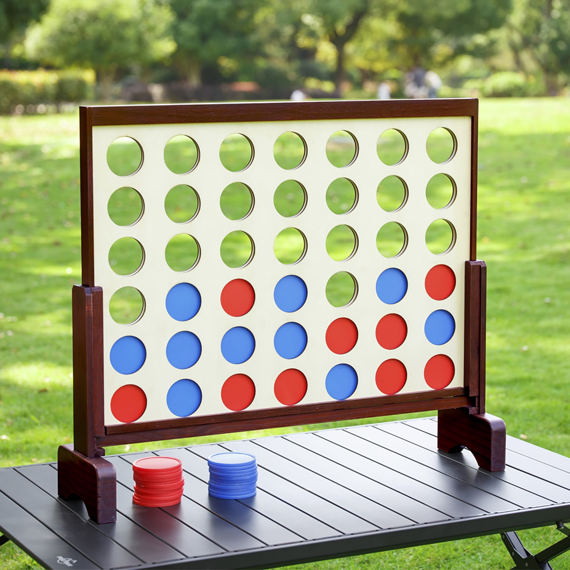Trimate Wooden Giant Connect 4 Game for Outdoor and Indoor Use, 42 Pieces