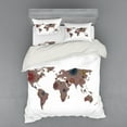 thumbnail image 2 of Floral World Map Duvet Cover Set, Vintage Earth Surface with Blooms Atlas Bohemian Globe Display, Bedding Set with Shams and Fitted Sheet, 3 Sizes, by Ambesonne, 2 of 3