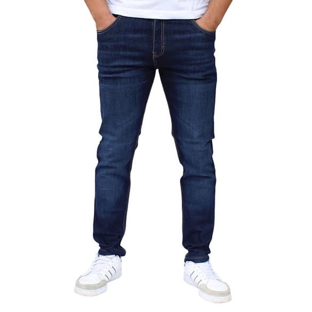 Pantalón de mezclilla stretch John Silver Semiskinny Color azul oscuro con deslavado