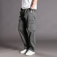 thumbnail image 5 of Big and Tall Cargo Pants for Men Vintage Loose Outdoors Travel Hiking Long Pants Stylish Workout Jogger Pants 5X-6X, 5 of 8
