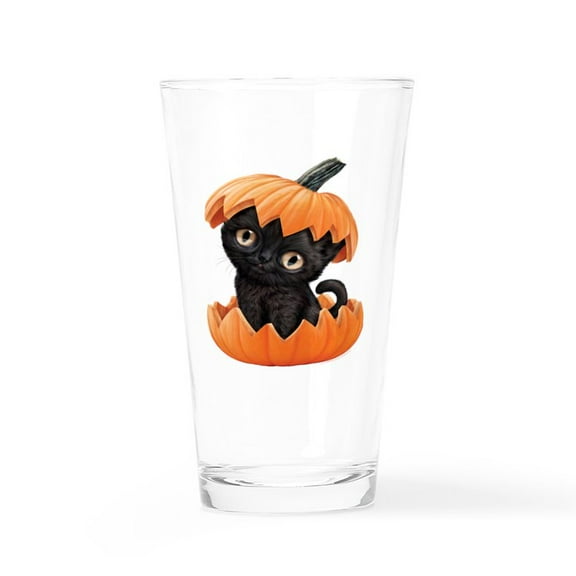 CafePress - PD Moreno's Halloween Black Kitty - Pint Glass, Drinking Glass, 16 oz. CafePress