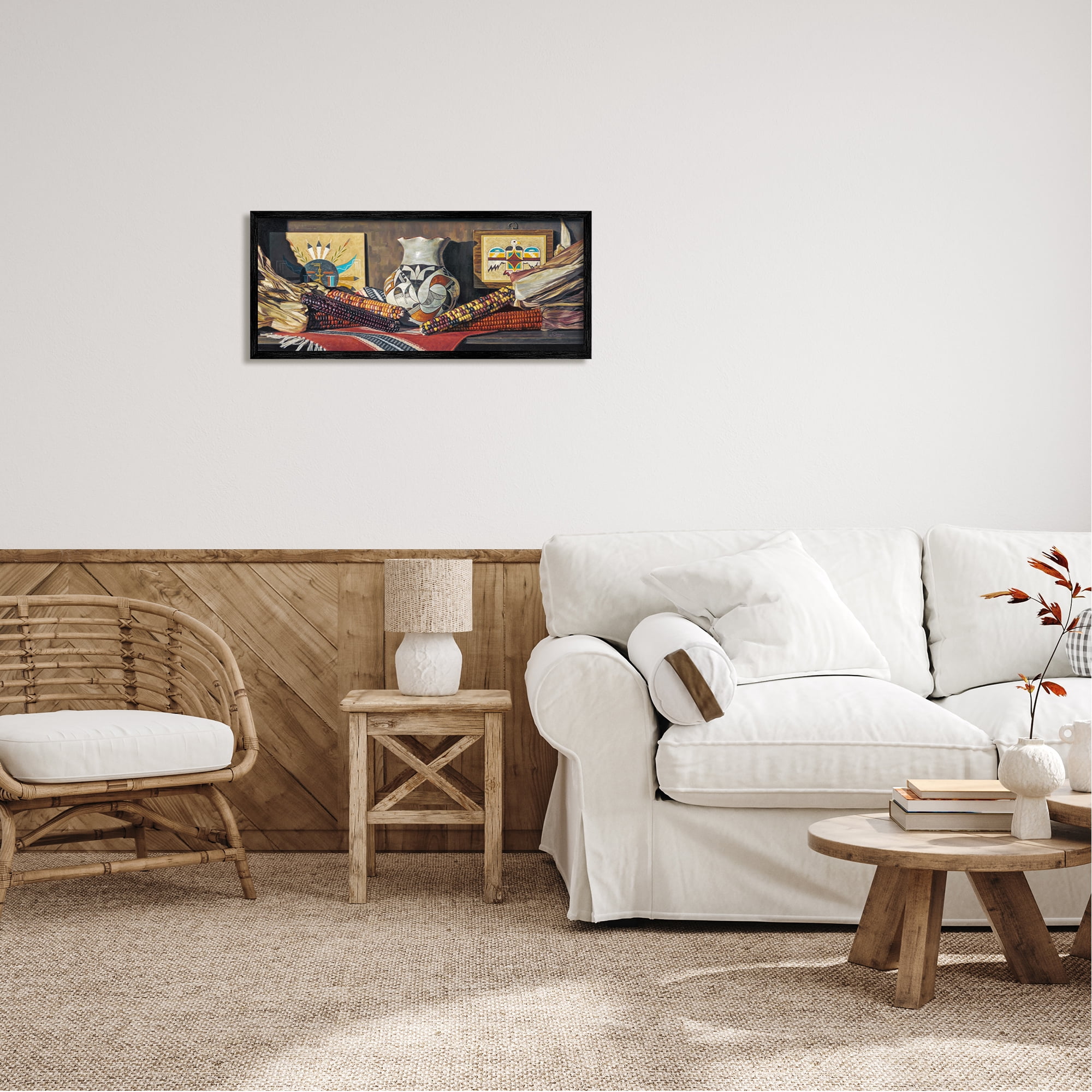 Stupell Industries Land of Enchantment Painting Abstract Painting Black Framed Art Print Wall Art, 30 x 13