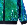thumbnail image 4 of Xdegoge Boys Girls Sparkly Sequin Jacket Long Sleeve Zipper Bomber Outerwear Shiny Glitter Party Ribbed Collar Cuffs Dance Performance Holiday Casual Coat, 4 of 5