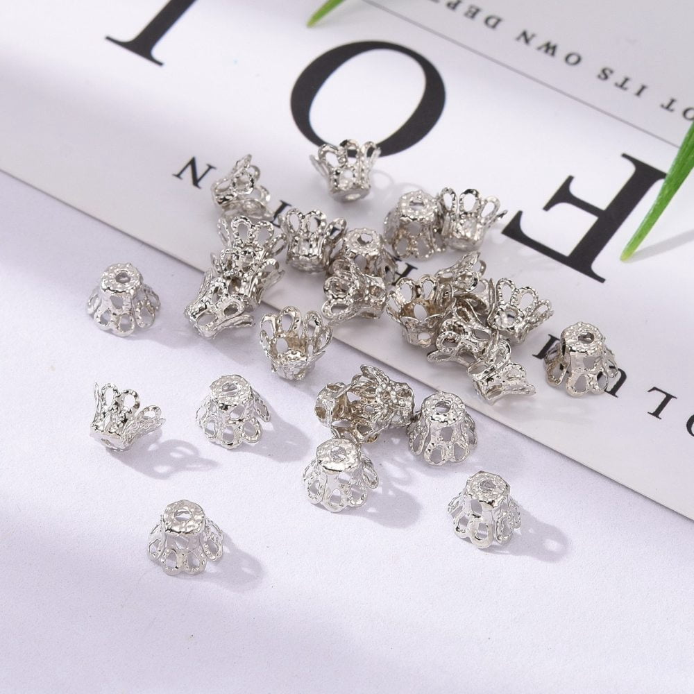 10000 pc Iron Bead Caps Platinum 6x4.5mm Hole: 1mm Inner Diameter: 5mm