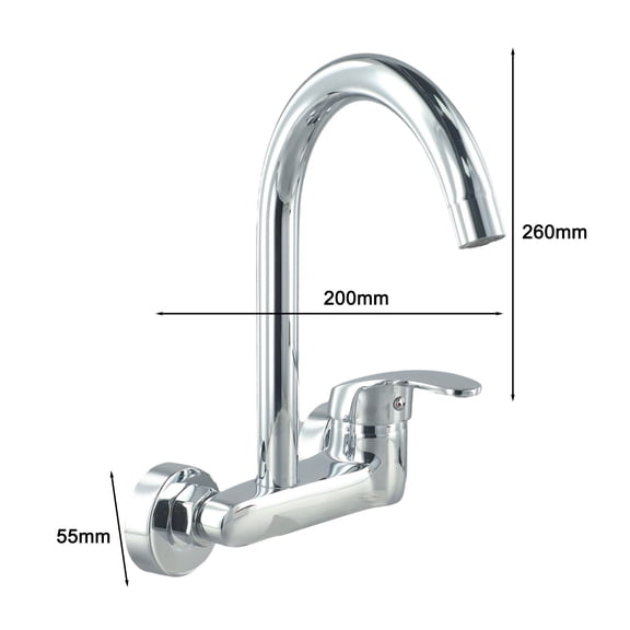 BCLONG Brass Chrome Kitchen Wall Mounted Cold Hot Water Faucet Sink Basin Mixer Tap